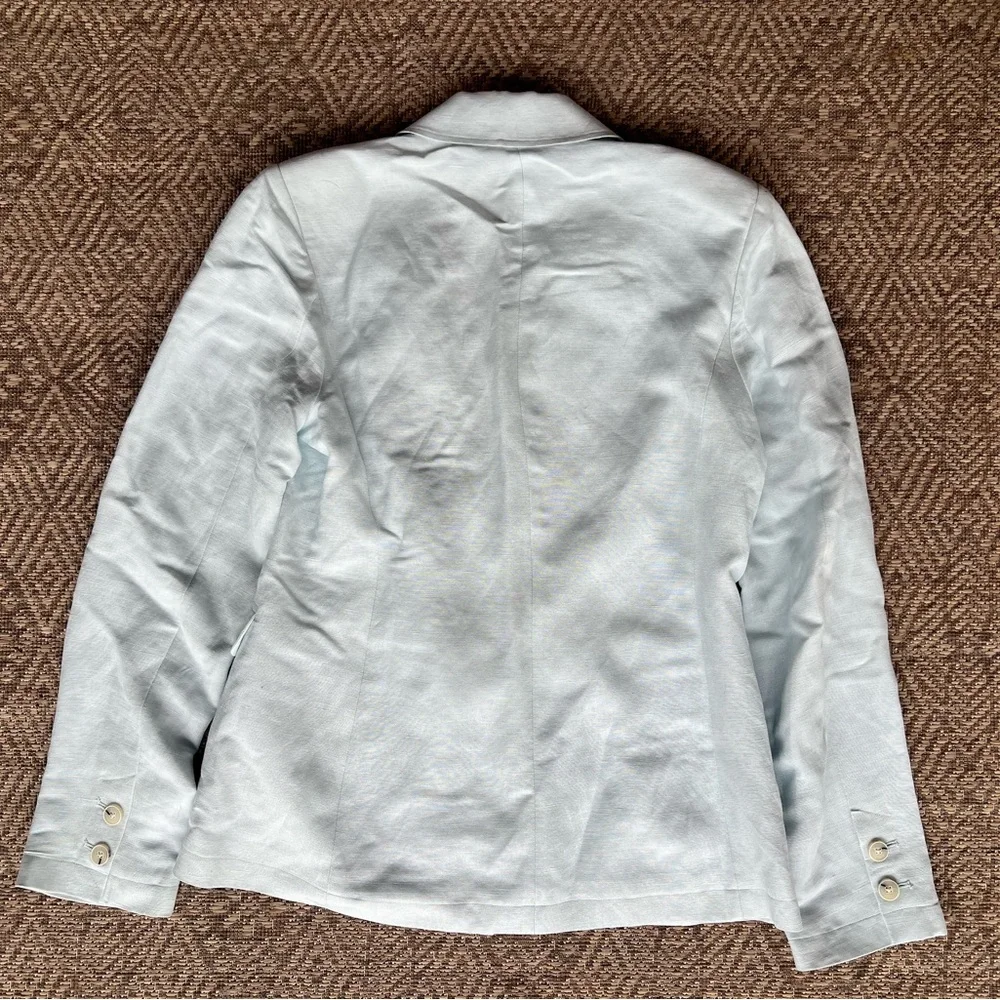 NWOT Paige Denim Women's Light Blue Linen Dawson Double-Breasted Blazer Jacket - Picture 11 of 11